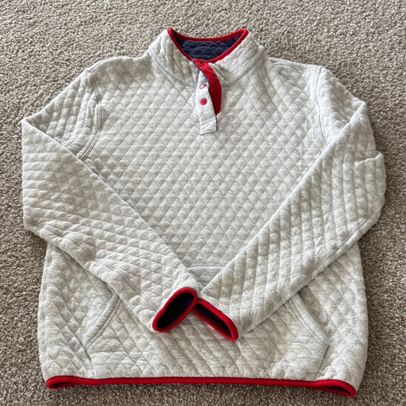 Marine Layer Tops - Marine Layer Quilted Pullover - Cream and Red Accents